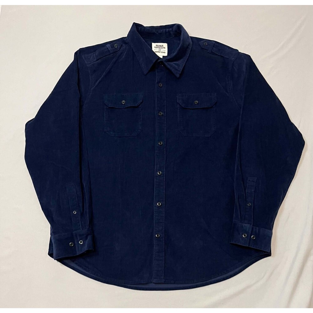 Blake Shelton x Lands' End Men's Navy Blue Corduroy Button-Up Shirt Size L